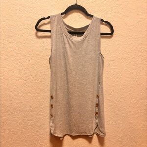 Zenana Premium Light Gray Tank Top with Button Details